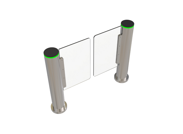 Card swipe sensor vertical cylindrical swing gate